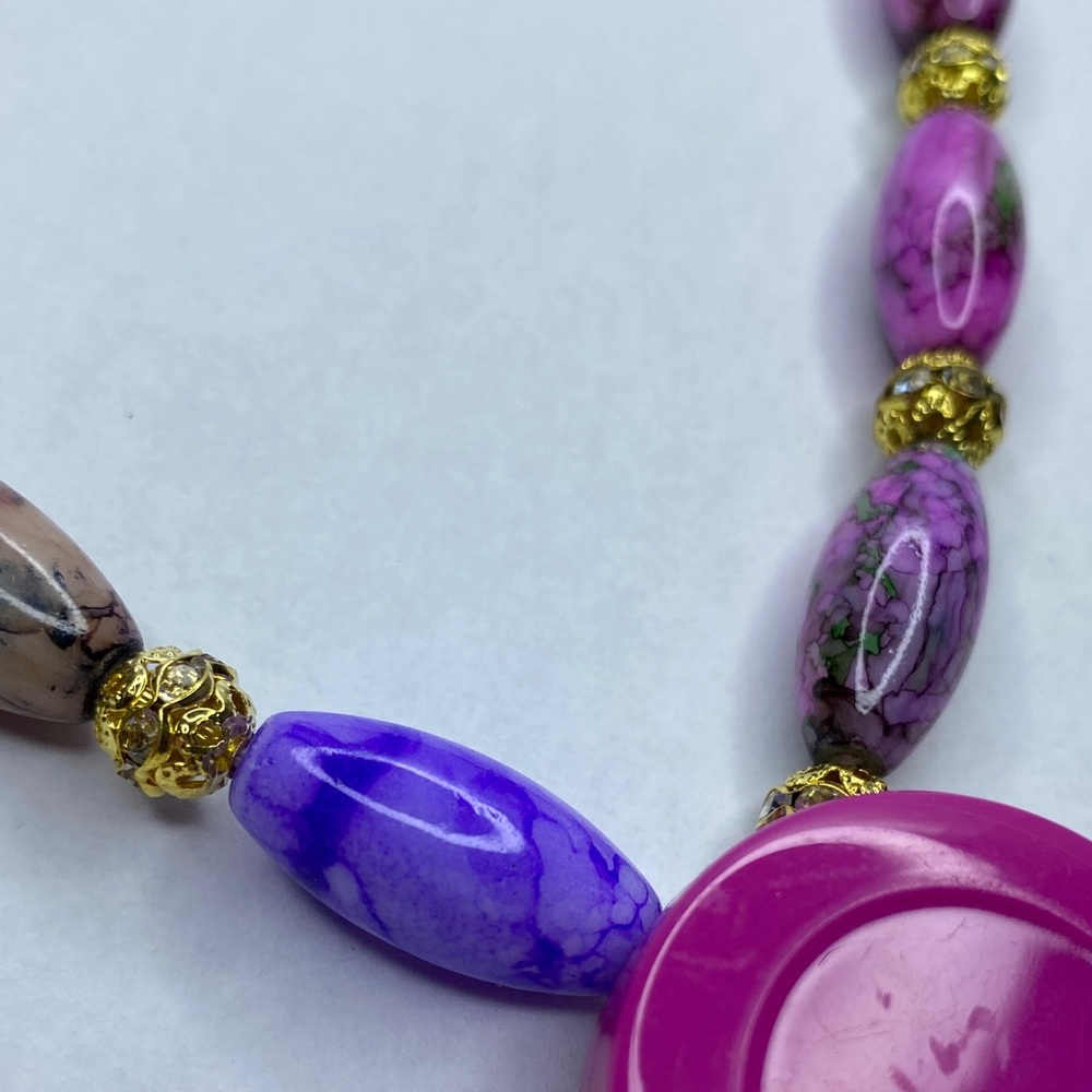 Colorful Beaded Handmade Badge Holder Necklace - Picture 4 of 11